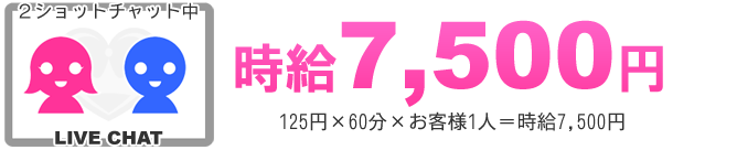 DMMライブチャットレディの２ショットチャットの報酬例です。２ショットチャットは時給換算で分給（1分）125円・時給7,500円！